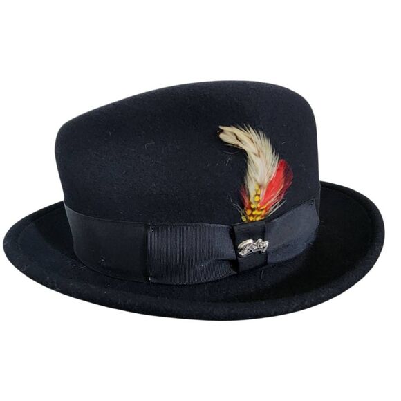 Bailey of Hollywood Black Wool Fedora Hat with Feather Accent Size Medium